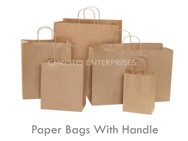 Paper bags with handle for supermarkets